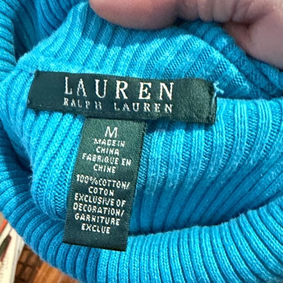 Ralph Lauren Turquoise Ribbed Turtleneck Sweater - Picture 6 of 6